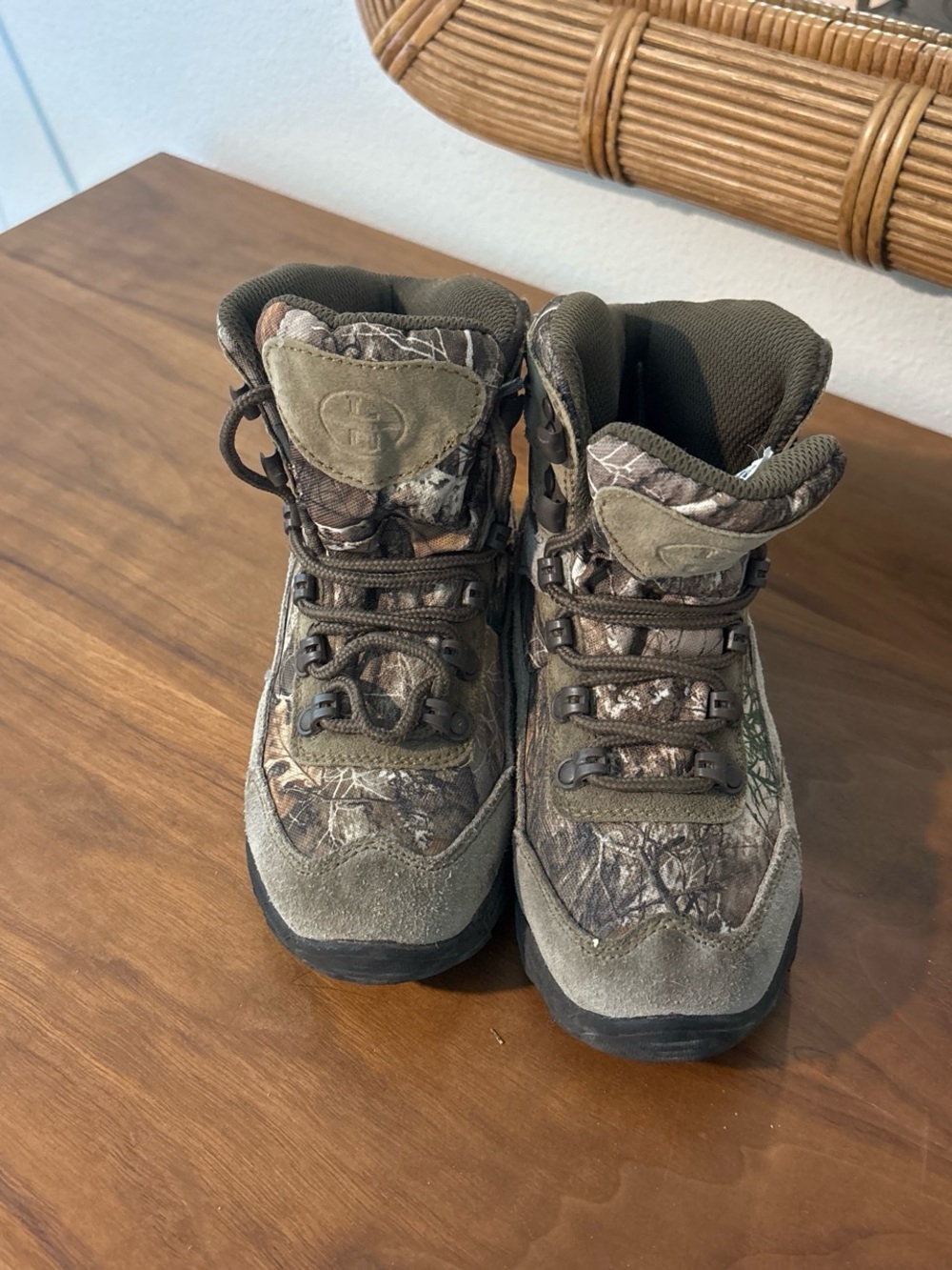 Kids Brown Camouflage Hiking Boots